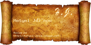 Hetyei János névjegykártya